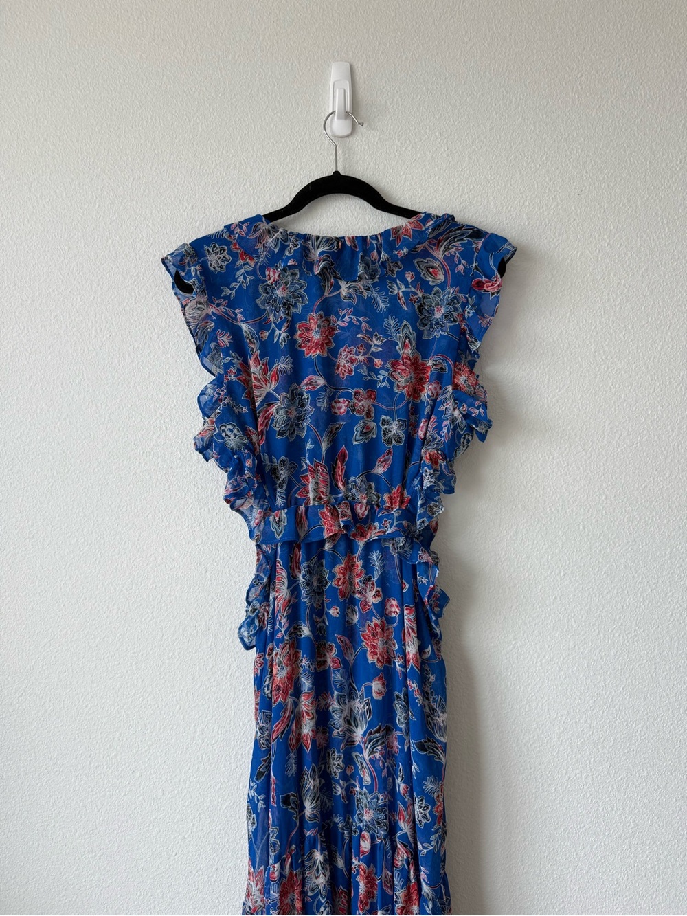 NWT MISA Los Angeles Women's Blue Natasha Cut-Out Ruffled Midi-Dress - Picture 9 of 11
